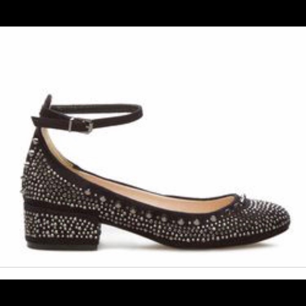 Studded block heel flats, size 9